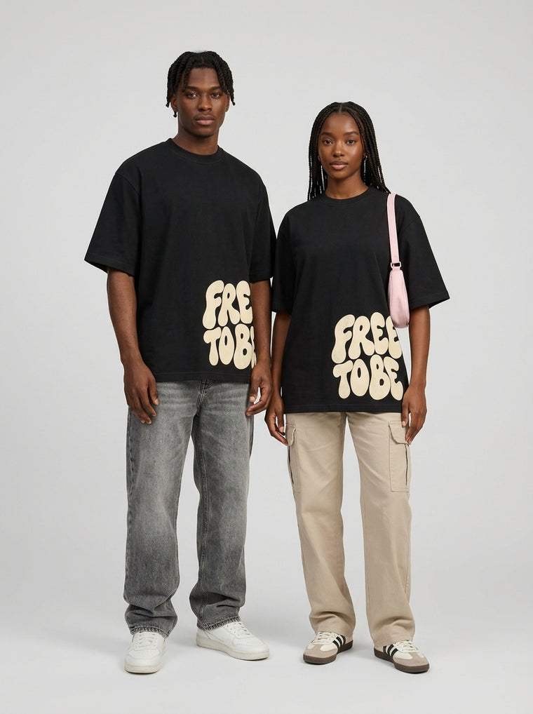 Playera BOKO — FREE TO BE — NEGRO